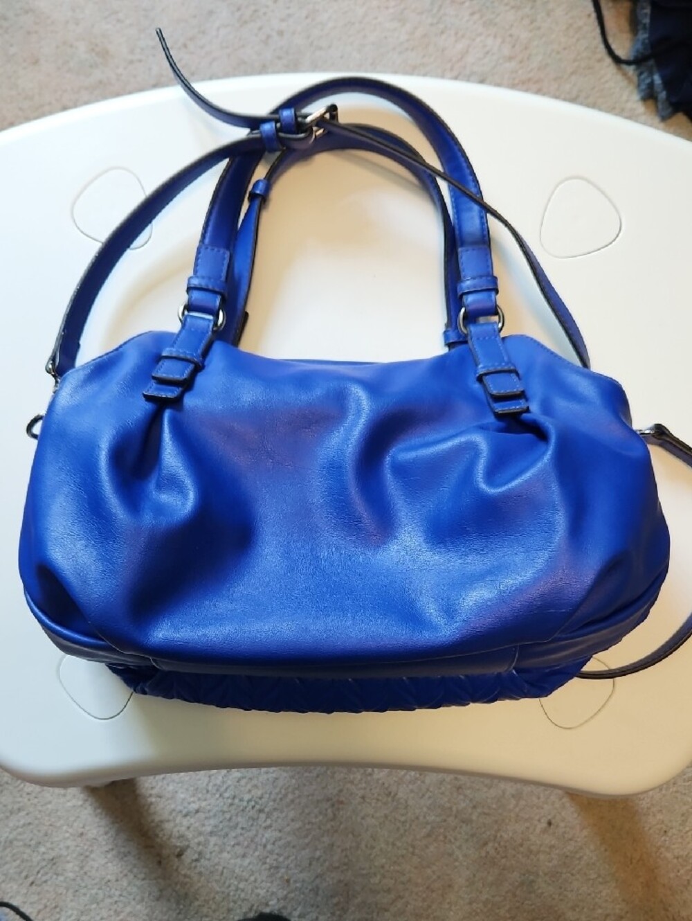 Simply Vera Vera Wang Cobalt Blue Quilted Shoulder Bag - Picture 2 of 7